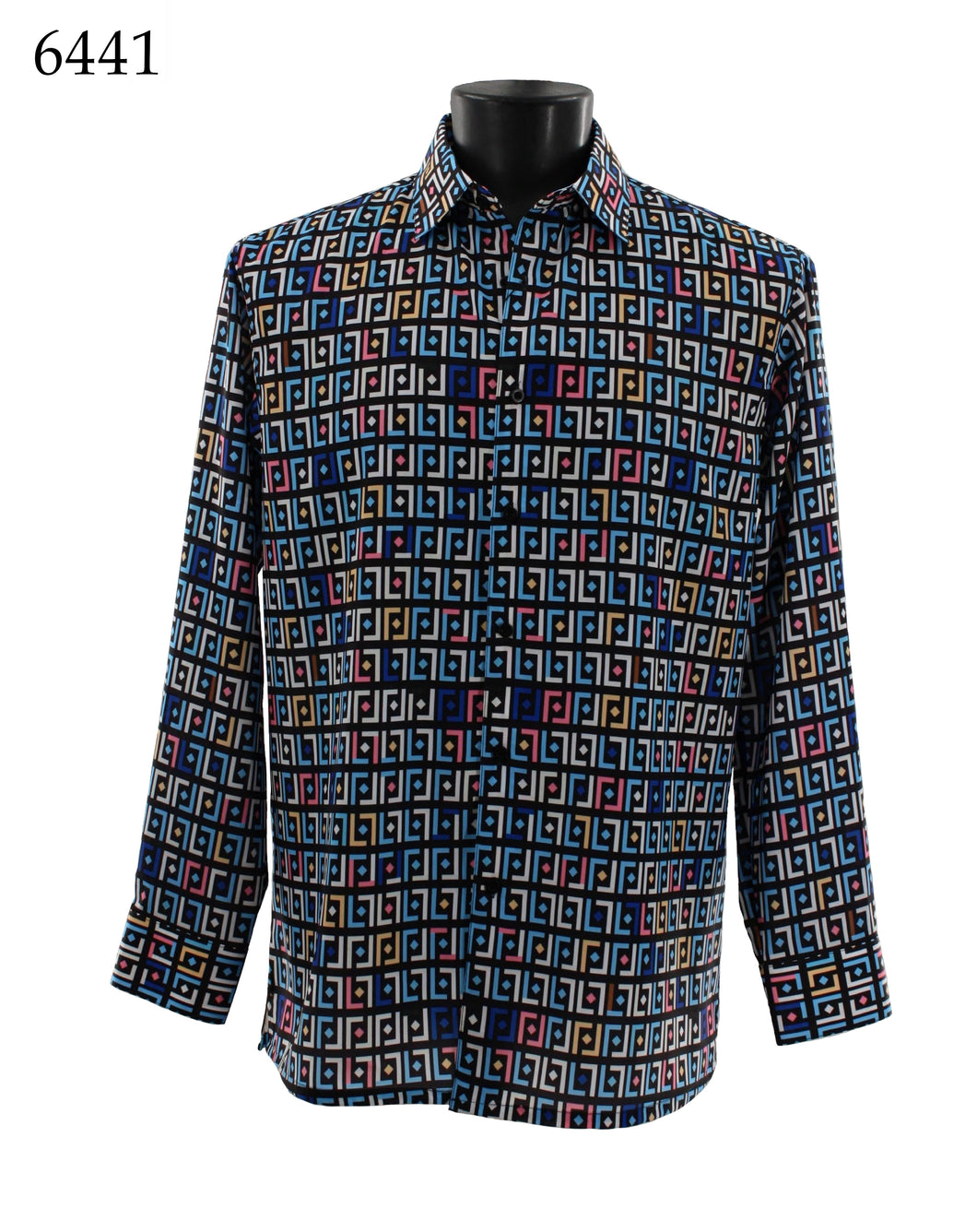 Bassiri Long Sleeve Button Down Casual Printed Shirts 6441