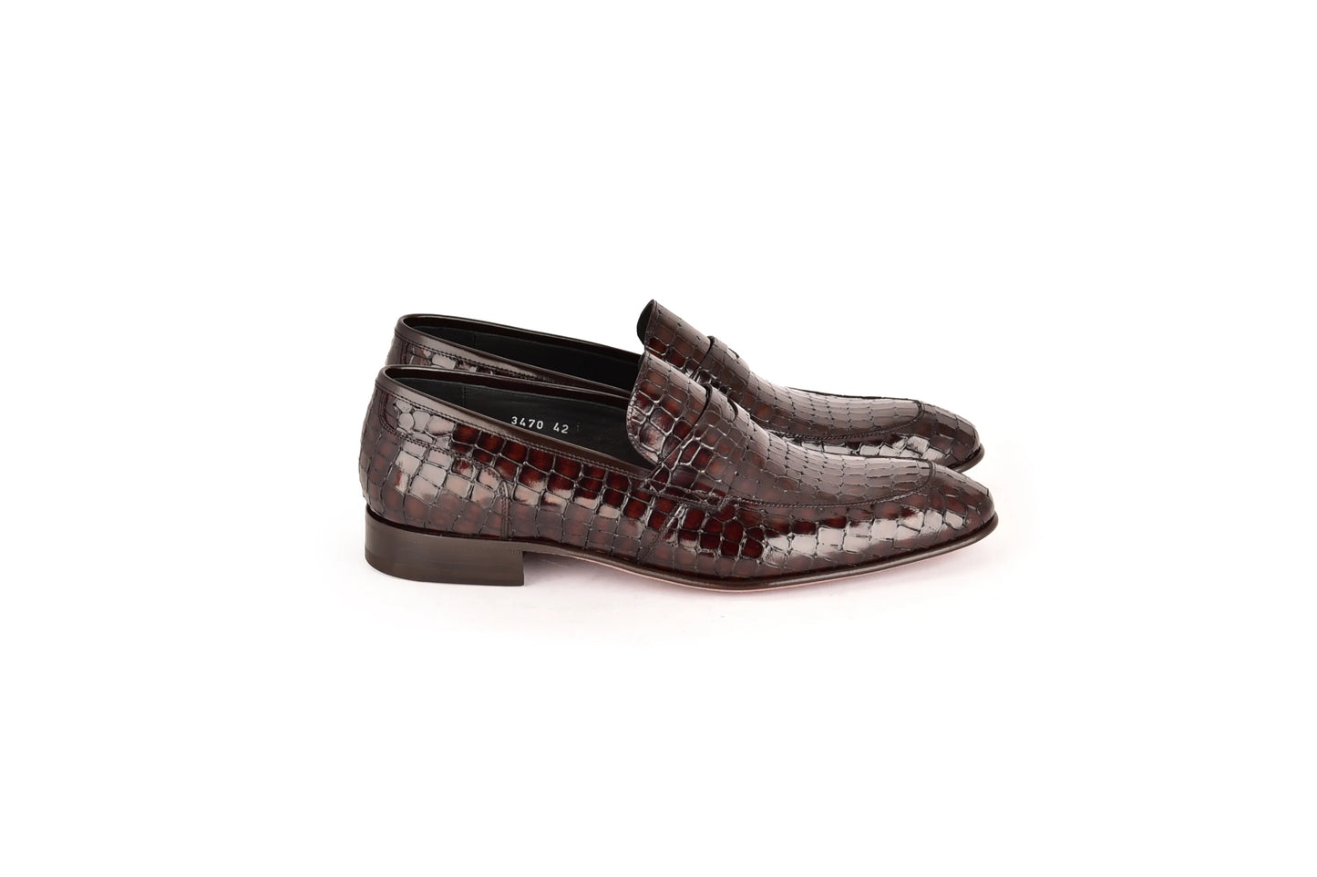 Corrente C01701- 3470c Croco leather- Brown