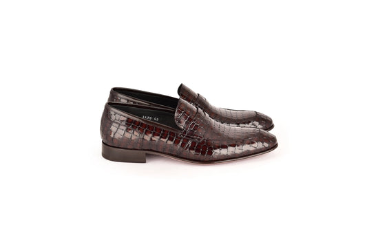 Corrente C01701- 3470c Croco leather- Brown