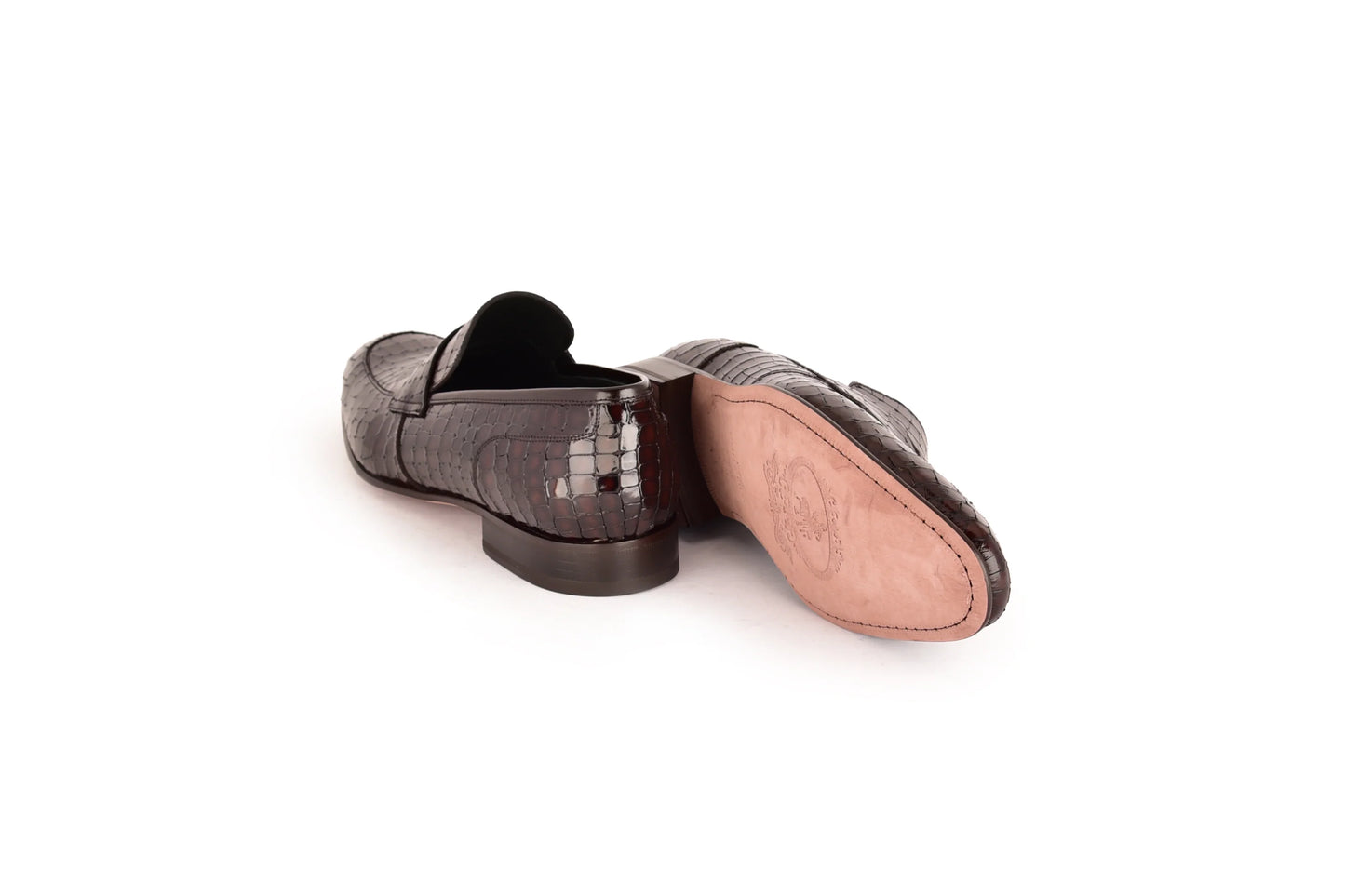 Corrente C01701- 3470c Croco leather- Brown