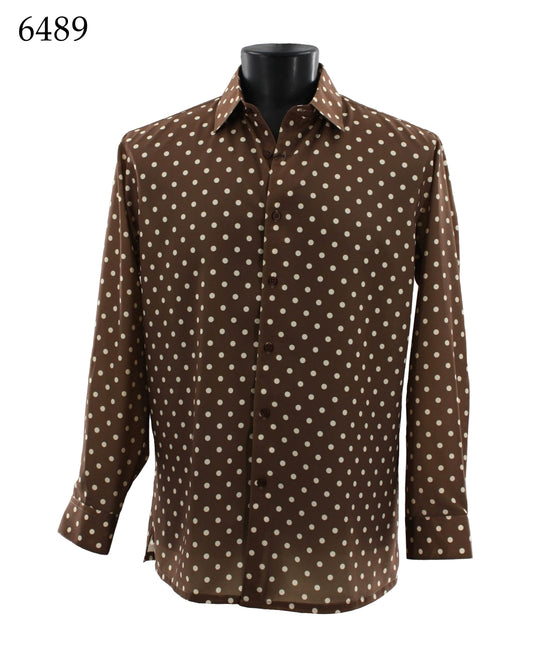 Bassiri Long Sleeve Button Down Casual Printed Shirts 6489