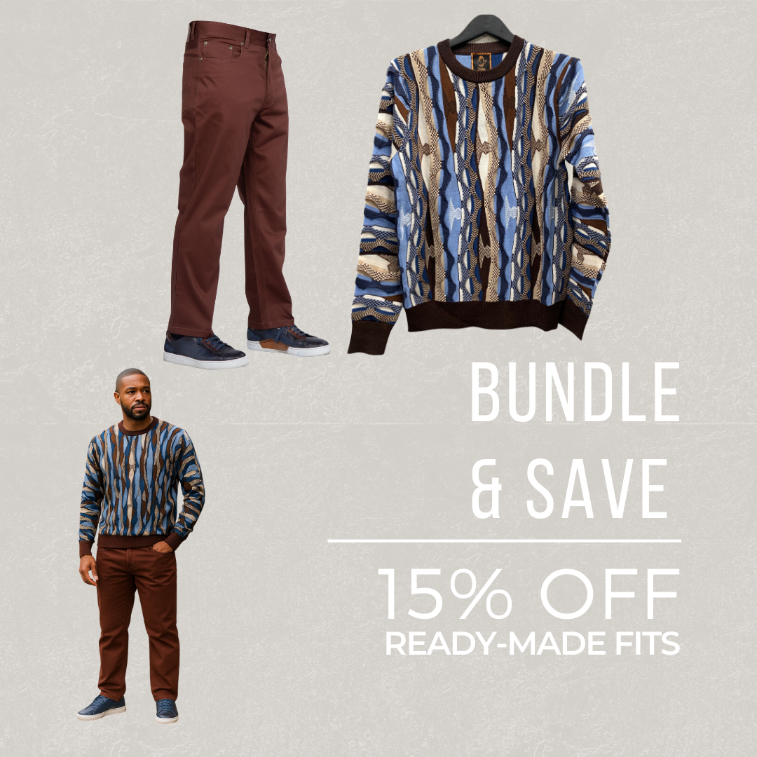 Cigar Knit Sweater with Brown Stretch Jeans