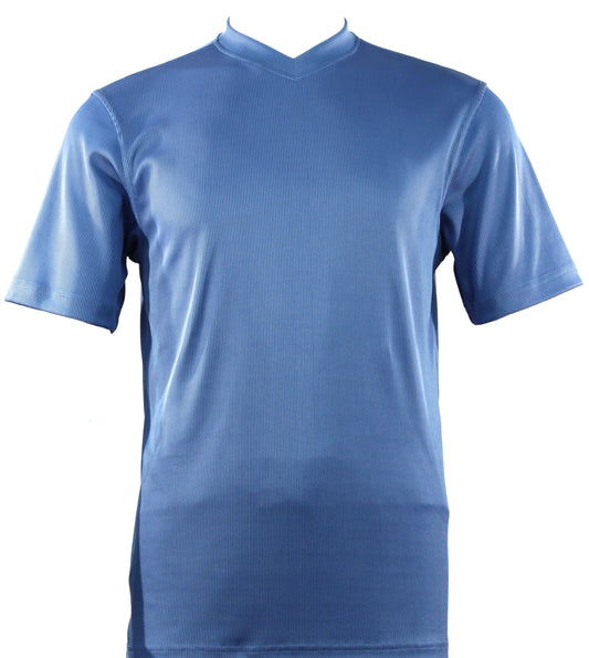 Bassiri Short Sleeve V-Neck T-Shirt Style #219 Blue