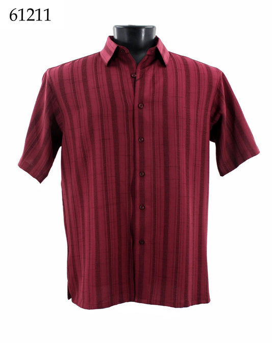 Bassiri Tone-on-Tone Short Sleeve Shirts 61211