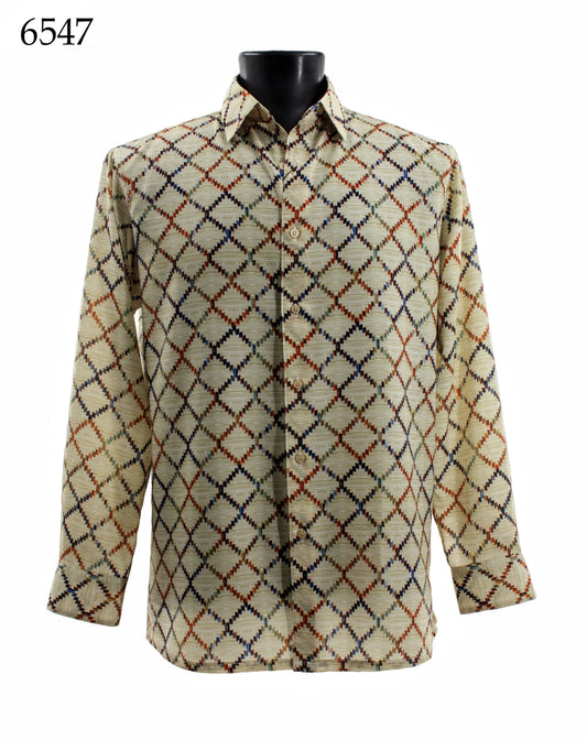Bassiri Long Sleeve Button Down Casual Printed Shirts 6547