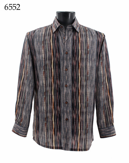 Bassiri Long Sleeve Button Down Casual Printed Shirts 6552