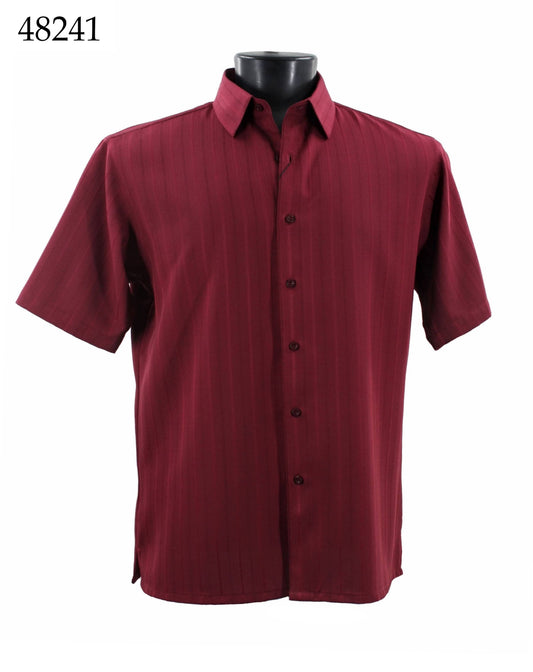Bassiri Tone-on-Tone Short Sleeve Shirts 48241