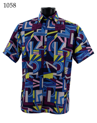 Bassiri Short Sleeve Button Down Casual Printed Shirts 1058