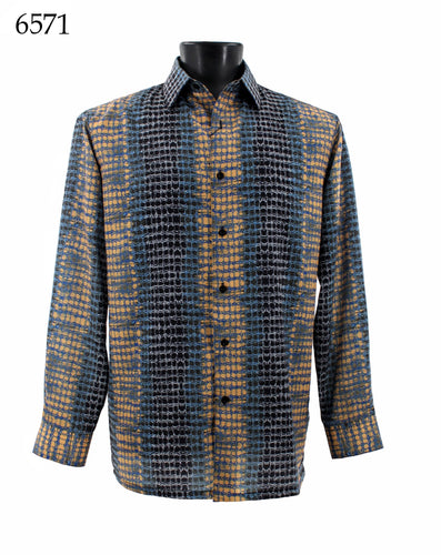 Bassiri Long Sleeve Button Down Casual Printed Shirts 6571