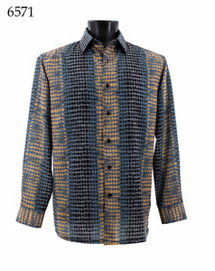 Bassiri Long Sleeve Button Down Casual Printed Shirts 6571