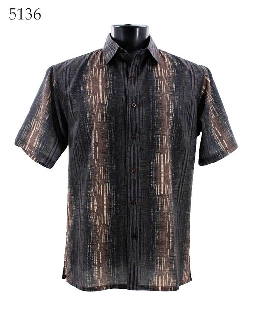 Bassiri Short Sleeve Button Down Casual Printed Shirts 5136