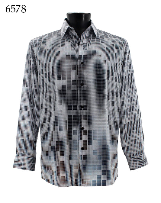 Bassiri Long Sleeve Button Down Casual Printed Shirts 6578