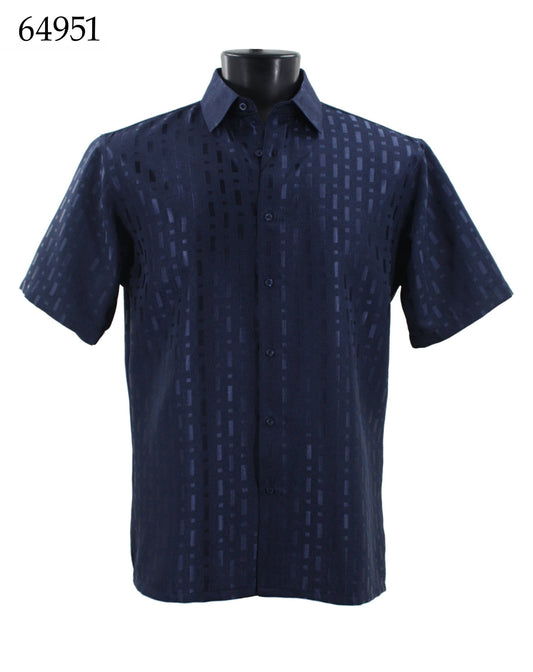 Bassiri Tone-on-Tone Short Sleeve Shirts 64951