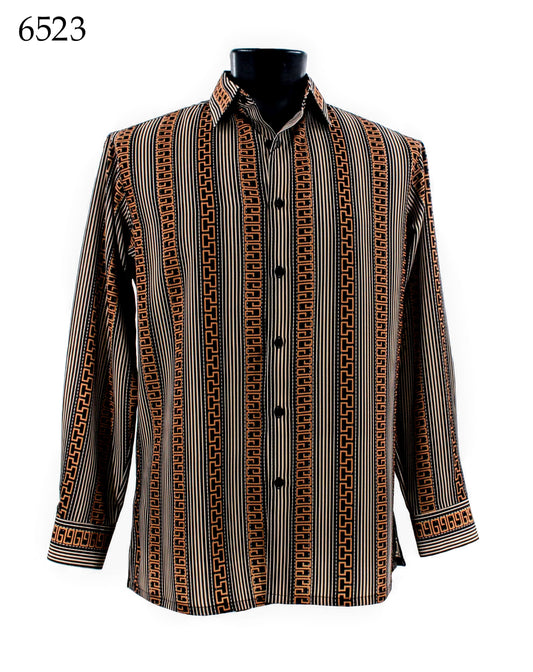 Bassiri Long Sleeve Button Down Casual Printed Shirts 6523