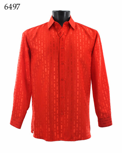 Bassiri Tone-on-Tone Long Sleeve Button Down Casual Printed Shirt 6497