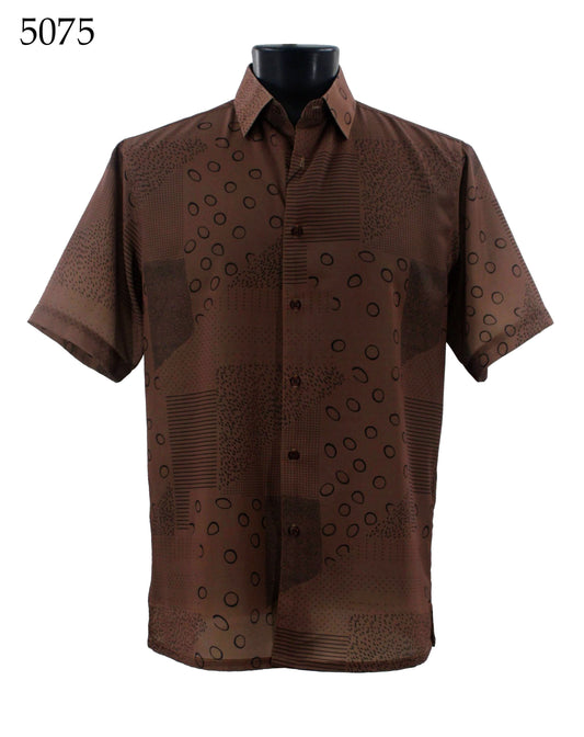 Bassiri Short Sleeve Button Down Casual Printed Shirts 5075
