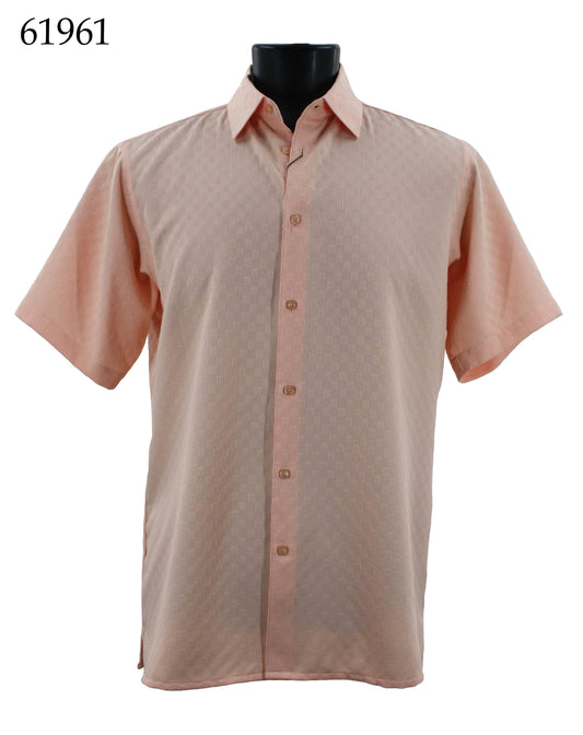 Bassiri Tone-on-Tone Short Sleeve Shirts 61961