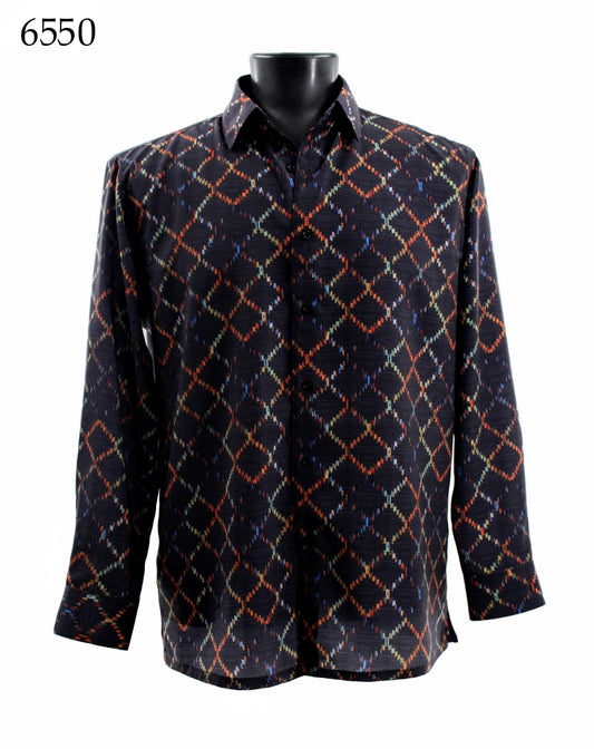 Bassiri Long Sleeve Button Down Casual Printed Shirts 6550