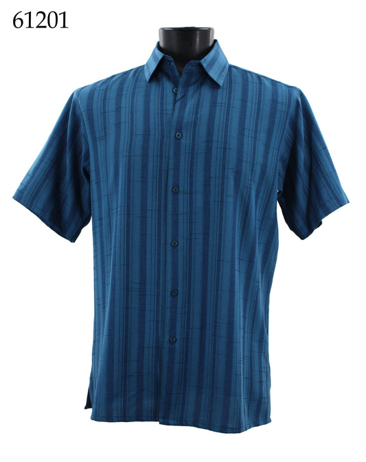 Bassiri Tone-on-Tone Short Sleeve Shirts 61201