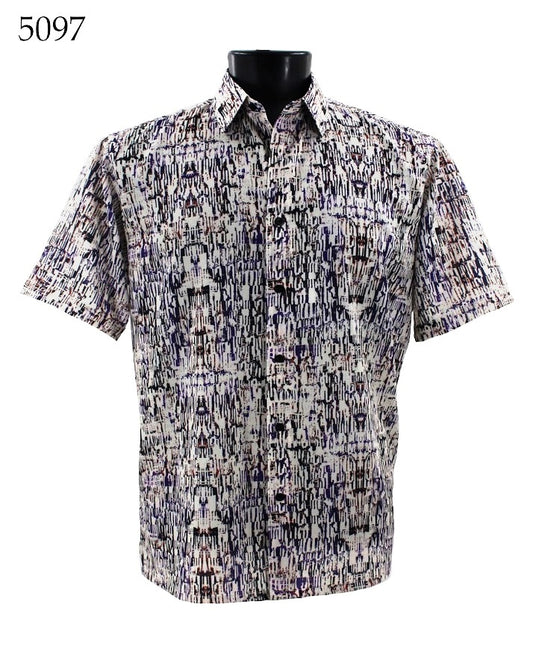 Bassiri Short Sleeve Button Down Casual Printed Shirts 5097
