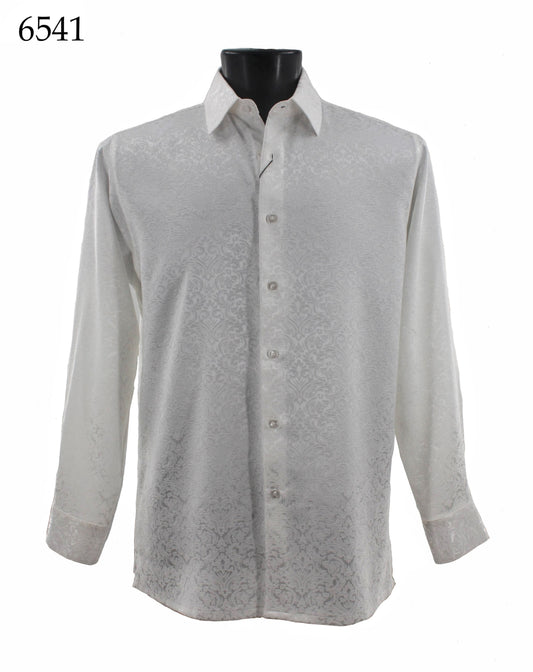 Bassiri Tone-on-Tone Long Sleeve Button Down Casual Printed Shirt 6541