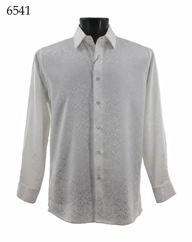 Bassiri Tone-on-Tone Long Sleeve Button Down Casual Printed Shirt 6541
