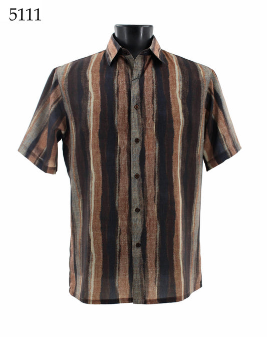 Bassiri Short Sleeve Button Down Casual Printed Shirts 5111