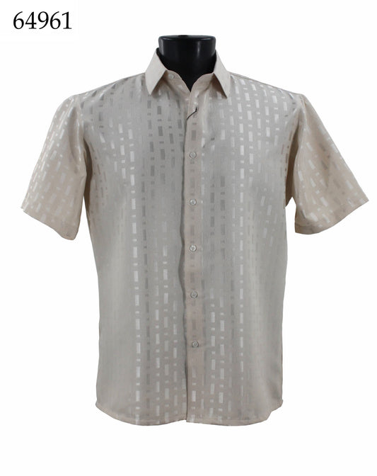 Bassiri Tone-on-Tone Short Sleeve Shirts 64961