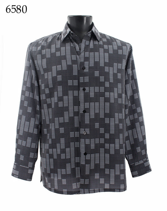 Bassiri Long Sleeve Button Down Casual Printed Shirts 6580
