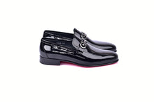 Corrente C00012-7260 Formal Loafer With Silver Buckle-Black Patent