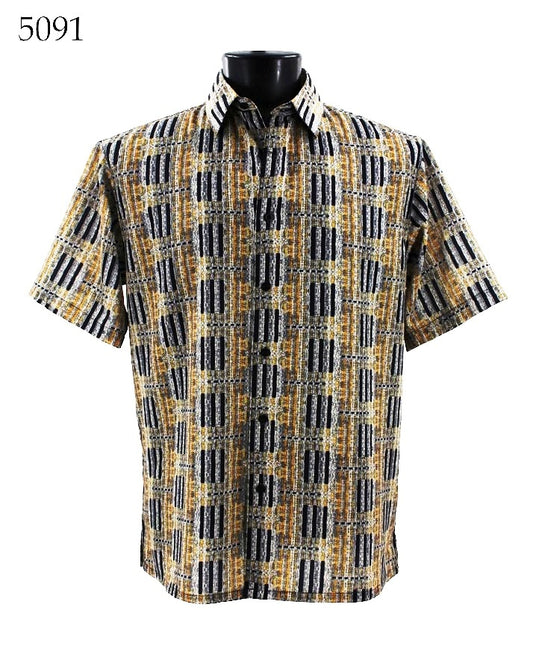 Bassiri Short Sleeve Button Down Casual Printed Shirts 5091