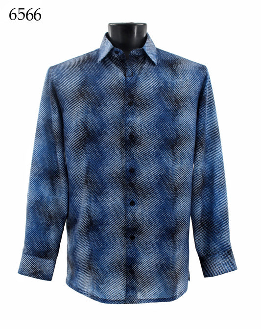 Bassiri Long Sleeve Button Down Casual Printed Shirts 6566