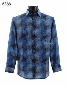 Bassiri Long Sleeve Button Down Casual Printed Shirts 6566