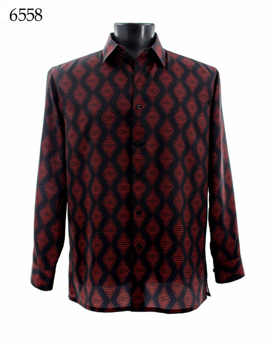 Bassiri Long Sleeve Button Down Casual Printed Shirts 6558