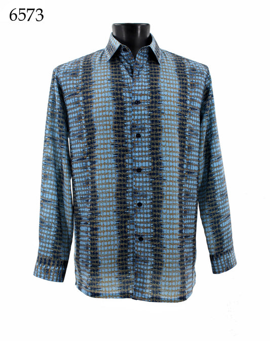 Bassiri Long Sleeve Button Down Casual Printed Shirts 6573