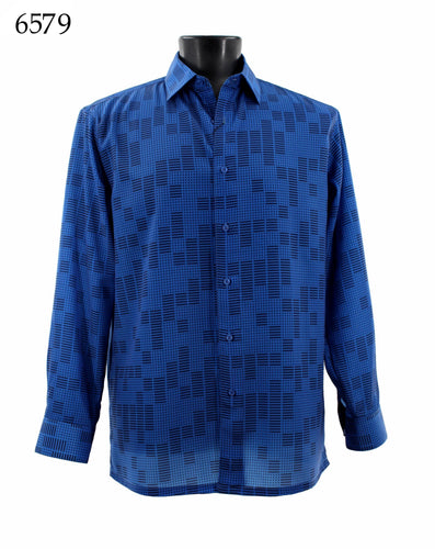 Bassiri Long Sleeve Button Down Casual Printed Shirts 6579