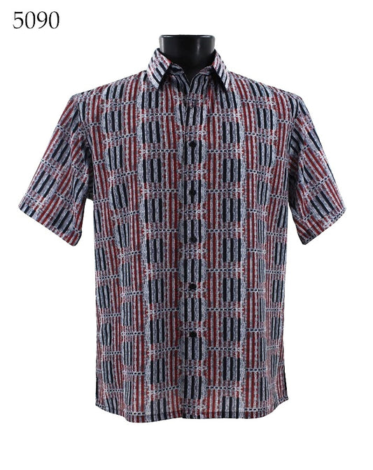 Bassiri Short Sleeve Button Down Casual Printed Shirts 5090