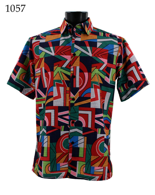 Bassiri Short Sleeve Button Down Casual Printed Shirts 1057