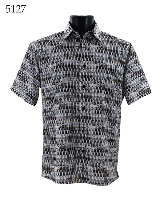 Bassiri Short Sleeve Button Down Casual Printed Shirts 5127