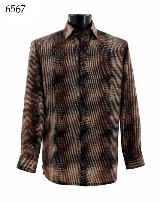 Bassiri Long Sleeve Button Down Casual Printed Shirts 6567