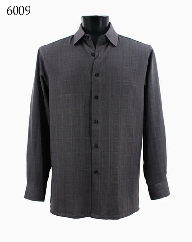 Bassiri Tone-on-Tone Long Sleeve Button Down Casual Printed Shirt 6009