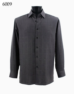 Bassiri Tone-on-Tone Long Sleeve Button Down Casual Printed Shirt 6009
