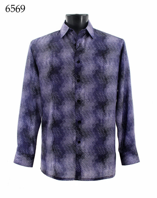 Bassiri Long Sleeve Button Down Casual Printed Shirts 6569