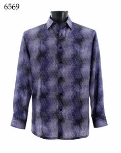 Bassiri Long Sleeve Button Down Casual Printed Shirts 6569