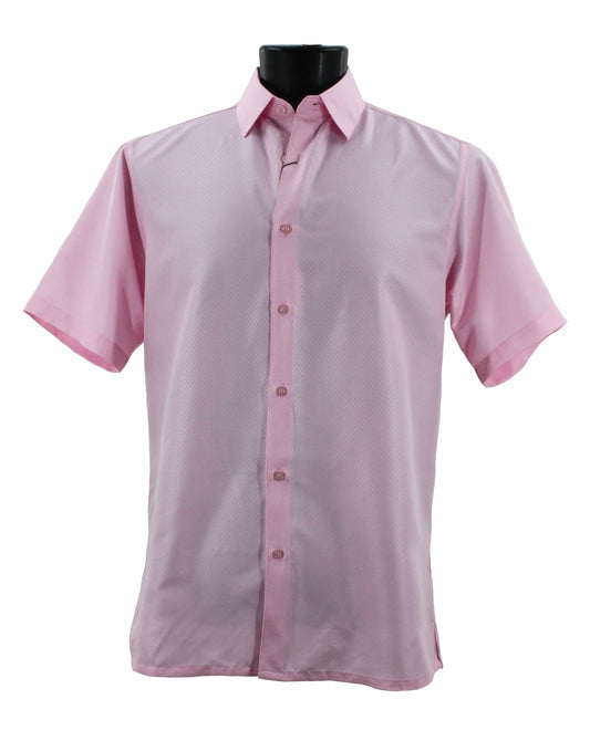 Bassiri Tone-on-Tone Short Sleeve Shirts Pink