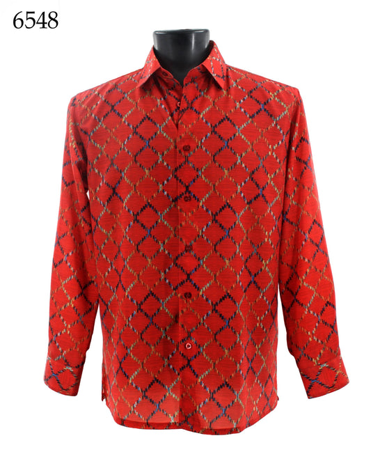 Bassiri Long Sleeve Button Down Casual Printed Shirts 6548