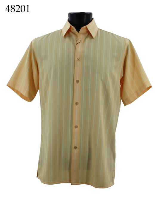 Bassiri Tone-on-Tone Short Sleeve Shirts 48201