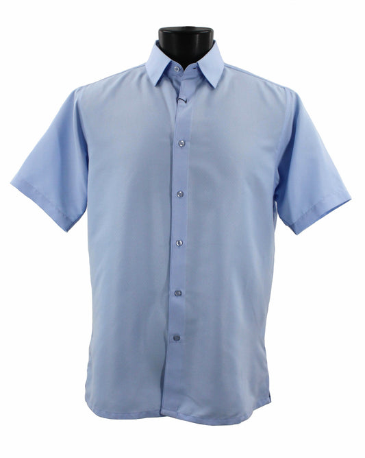 Bassiri Tone-on-Tone Short Sleeve Shirts Blue