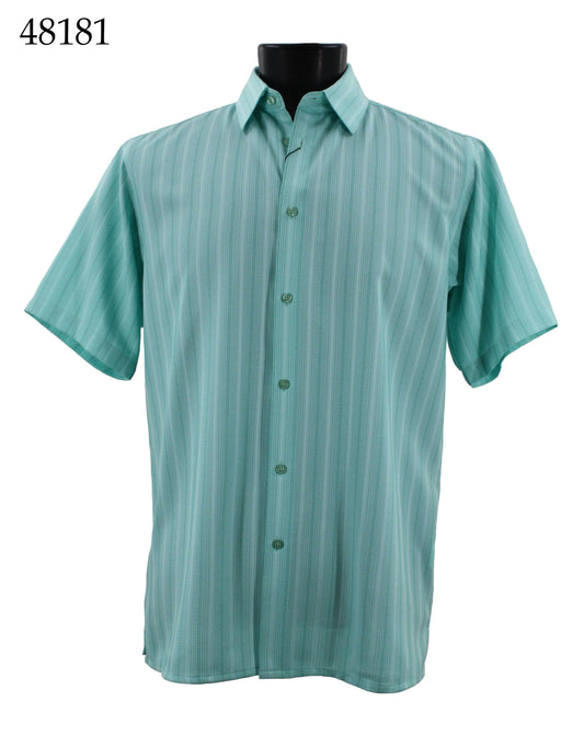 Bassiri Tone-on-Tone Short Sleeve Shirts 48181