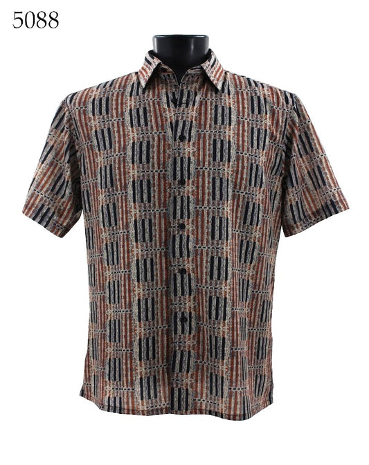 Bassiri Short Sleeve Button Down Casual Printed Shirts 5088